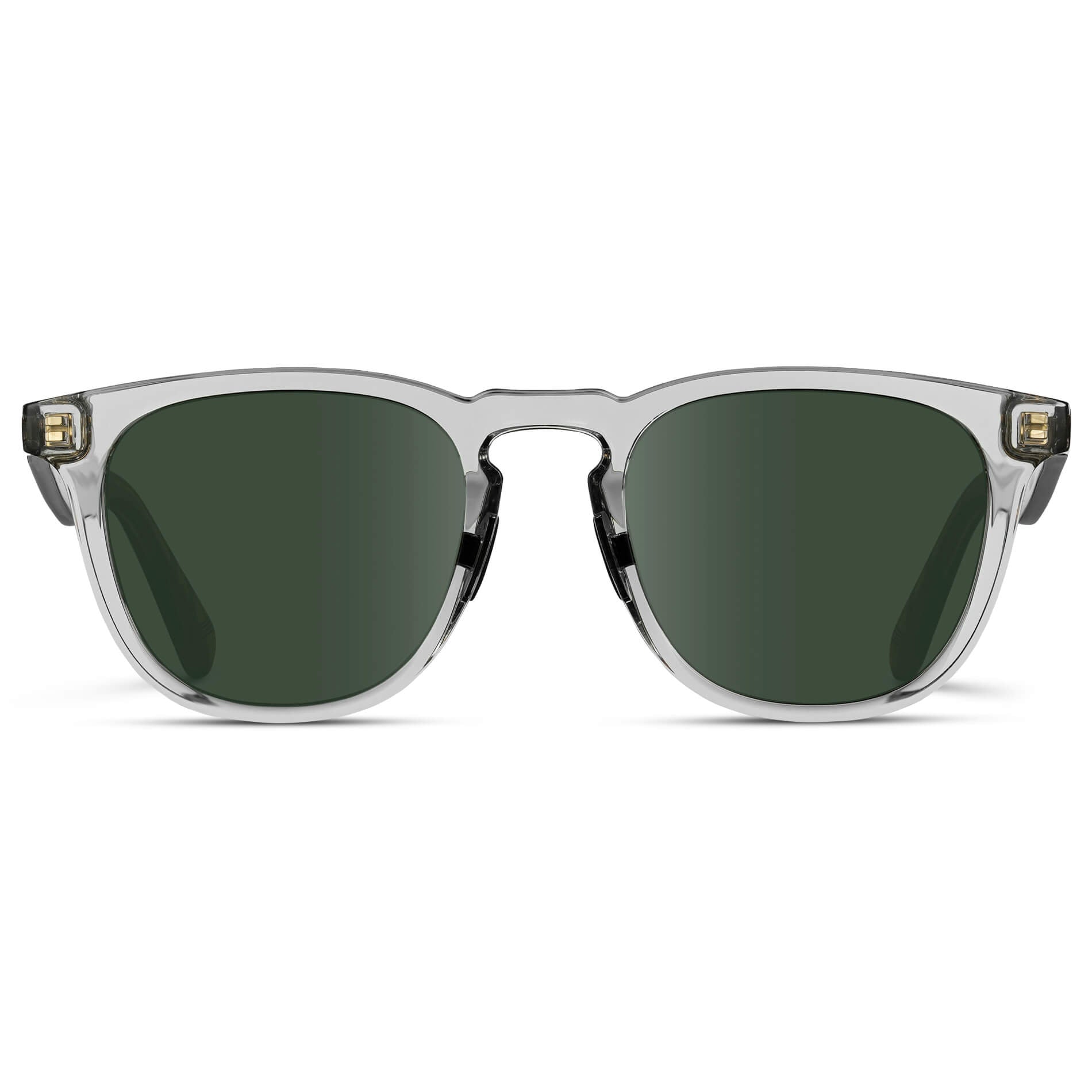 Crystal Ice Grey / G15 Lens || Clear Round Frame Glasses with Green Lenses