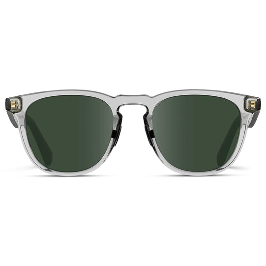 Crystal Ice Grey / G15 Lens || Clear Round Frame Glasses with Green Lenses