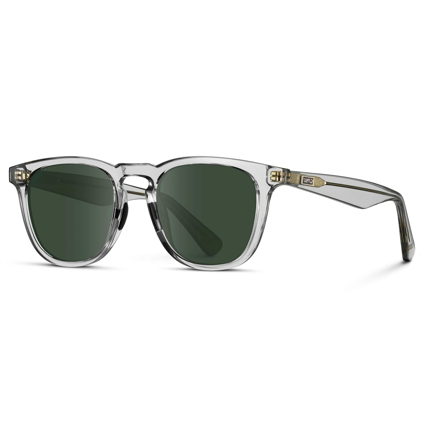 Crystal Ice Grey / G15 Lens || Clear Round Frame Glasses with Green Lenses