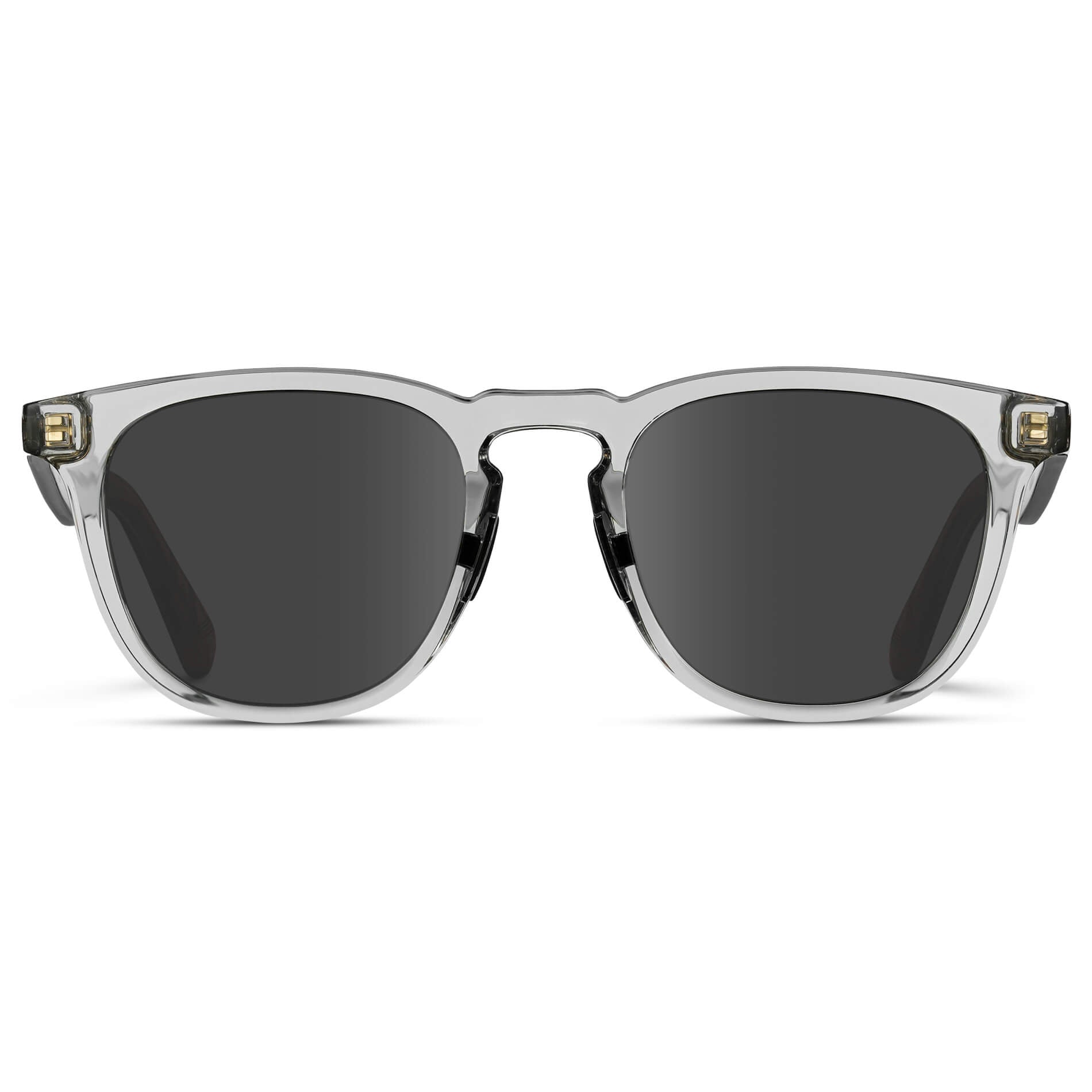 Crystal Ice Grey / Grey Lens || Clear Round Frame Glasses with Grey Lenses