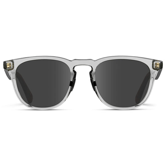 Crystal Ice Grey / Grey Lens || Clear Round Frame Glasses with Grey Lenses