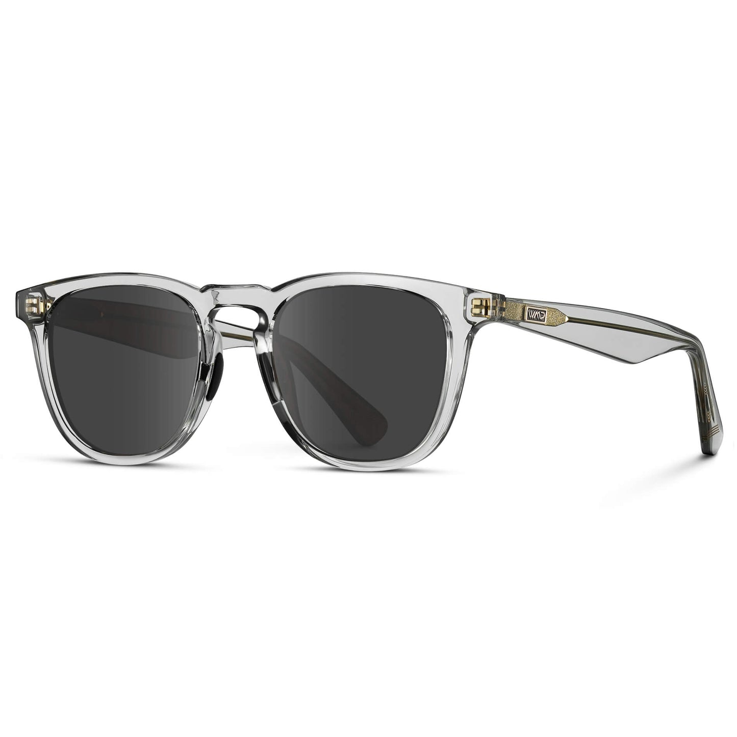 Crystal Ice Grey / Grey Lens || Clear Round Frame Glasses with Grey Lenses