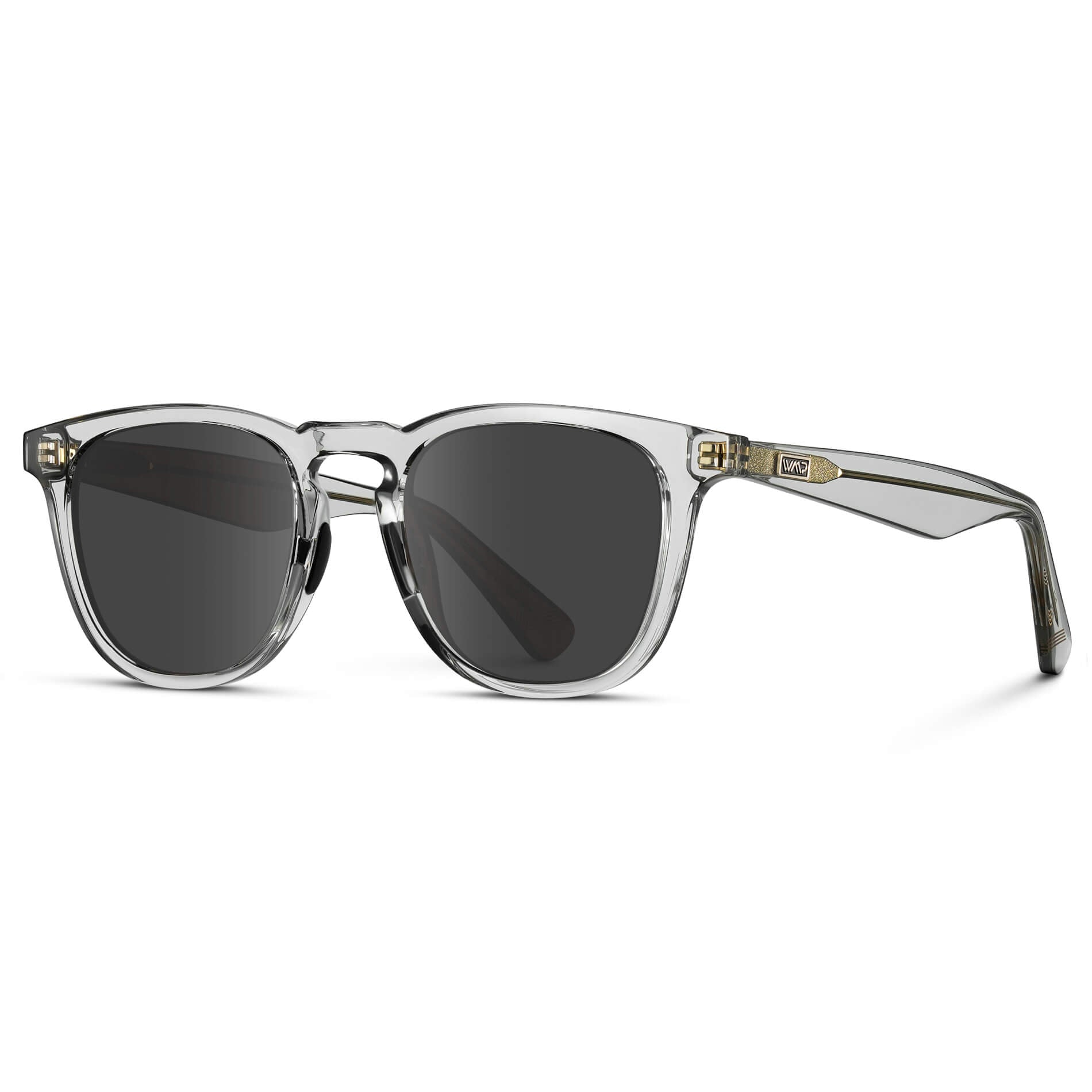 Crystal Ice Grey / Grey Lens || Clear Round Frame Glasses with Grey Lenses