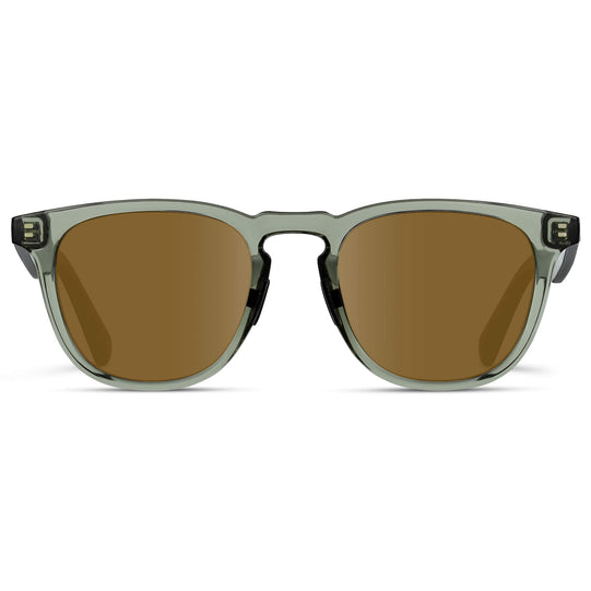 Crystal Agave Green / Amber Lens || Green Round Frame Glasses with Brown Prescription Lenses