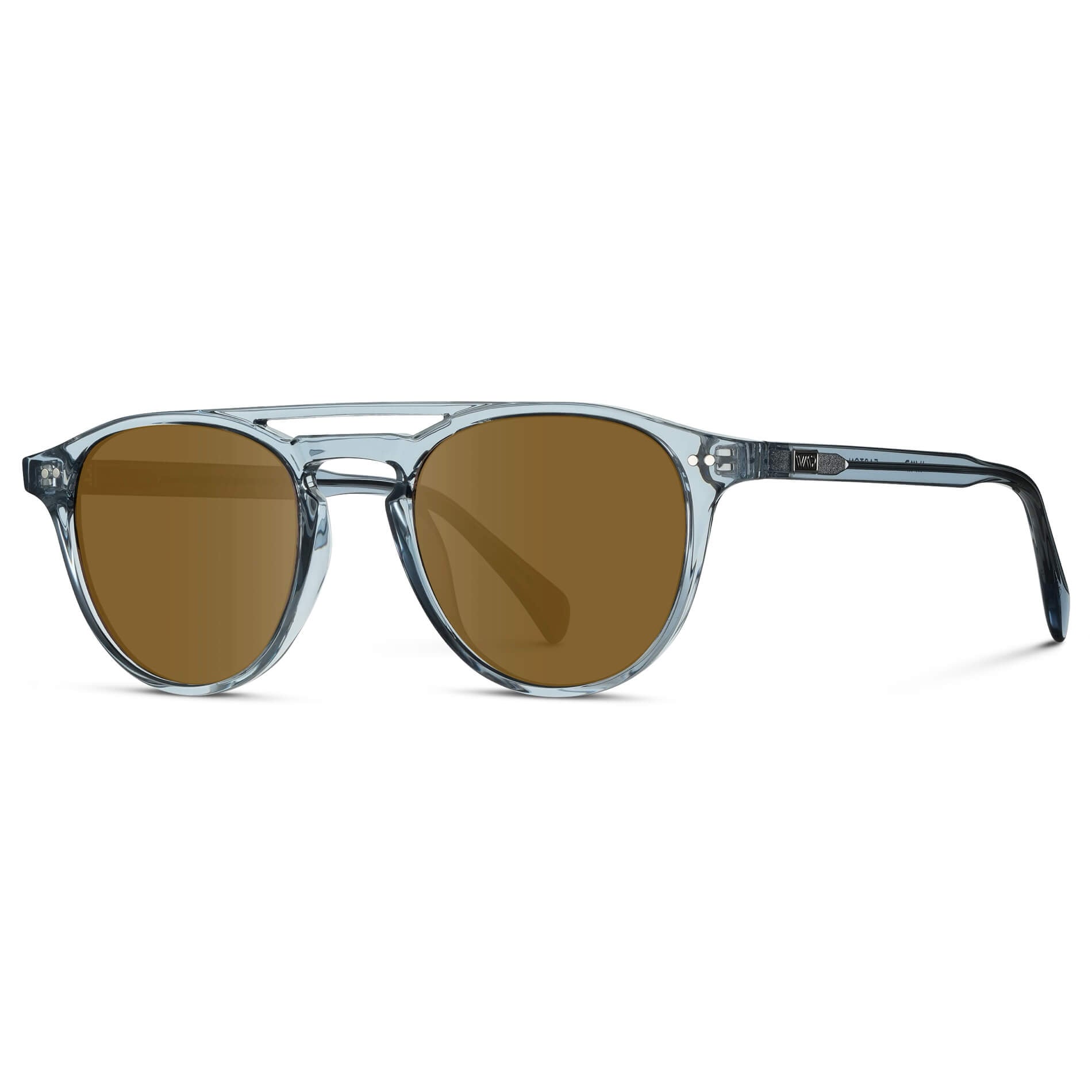 Denim Blue / Amber Lens || Blue Round Frame Eyeglasses with Prescription Sunglass Amber lenses