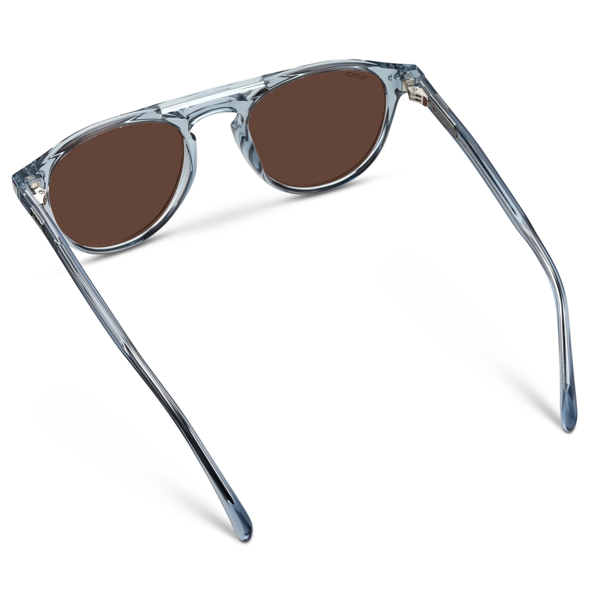 Denim Blue / Brown Lens || Blue Round Frame Sunglasses with Brown Polarized Lenses