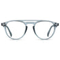 Denim Blue || Men's Double Bridge Round Prescription Eyeglasses with Denim Blue Frame and Clear Lenses on a white background