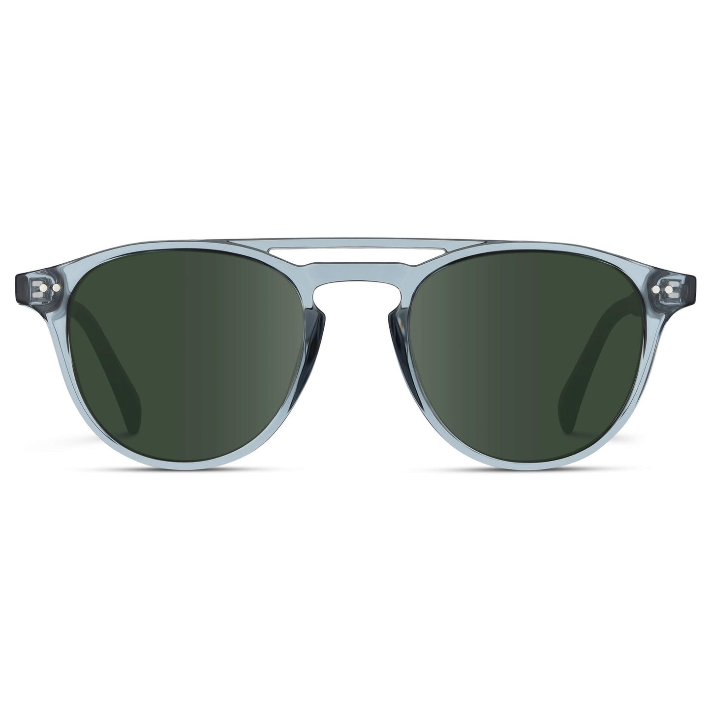 Denim Blue / G15 Lens || Blue Round Frame Eyeglasses with Prescription Sunglass G15 lenses