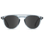 Denim Blue / Grey || Men's Blue Round Frame Prescription Sunglasses with Grey Lenses