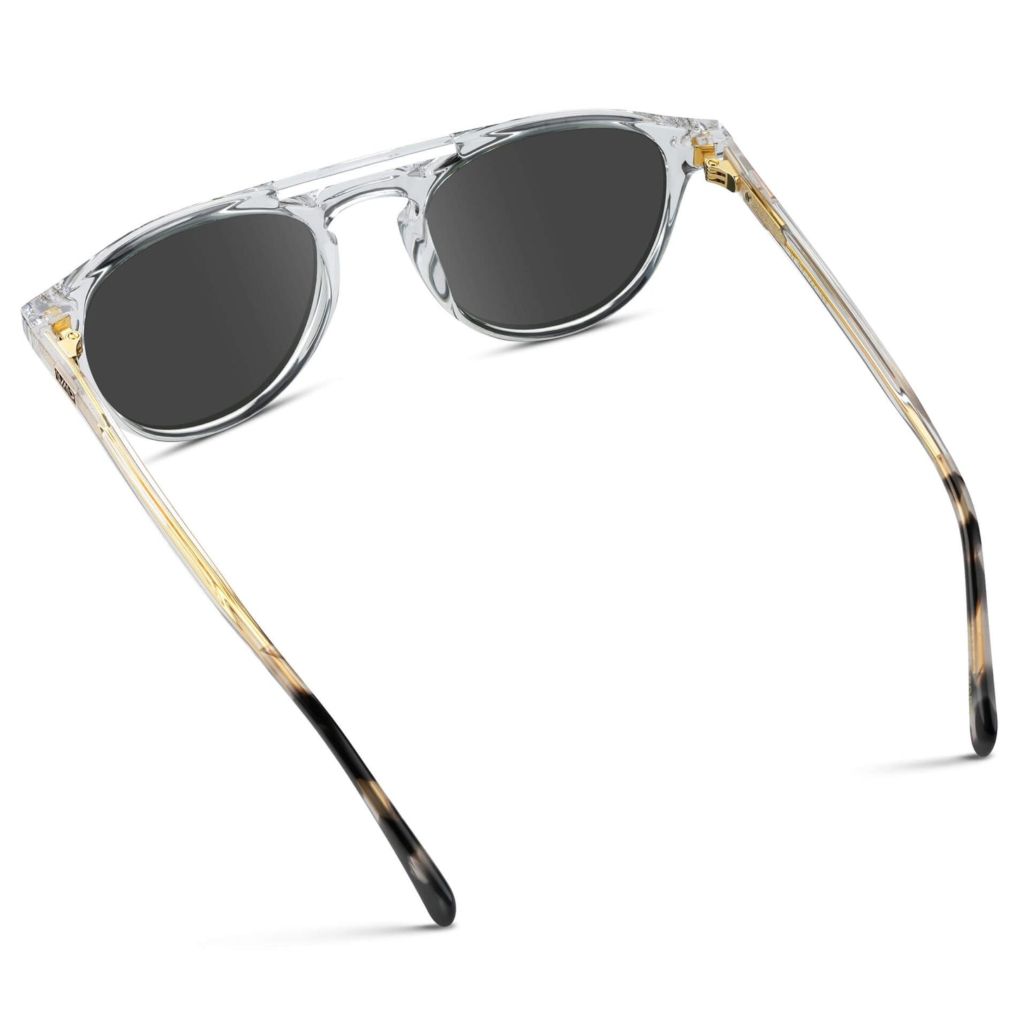 Clear / Grey Lens || Clear Round Frame Sunglasses with Grey Prescription Lenses