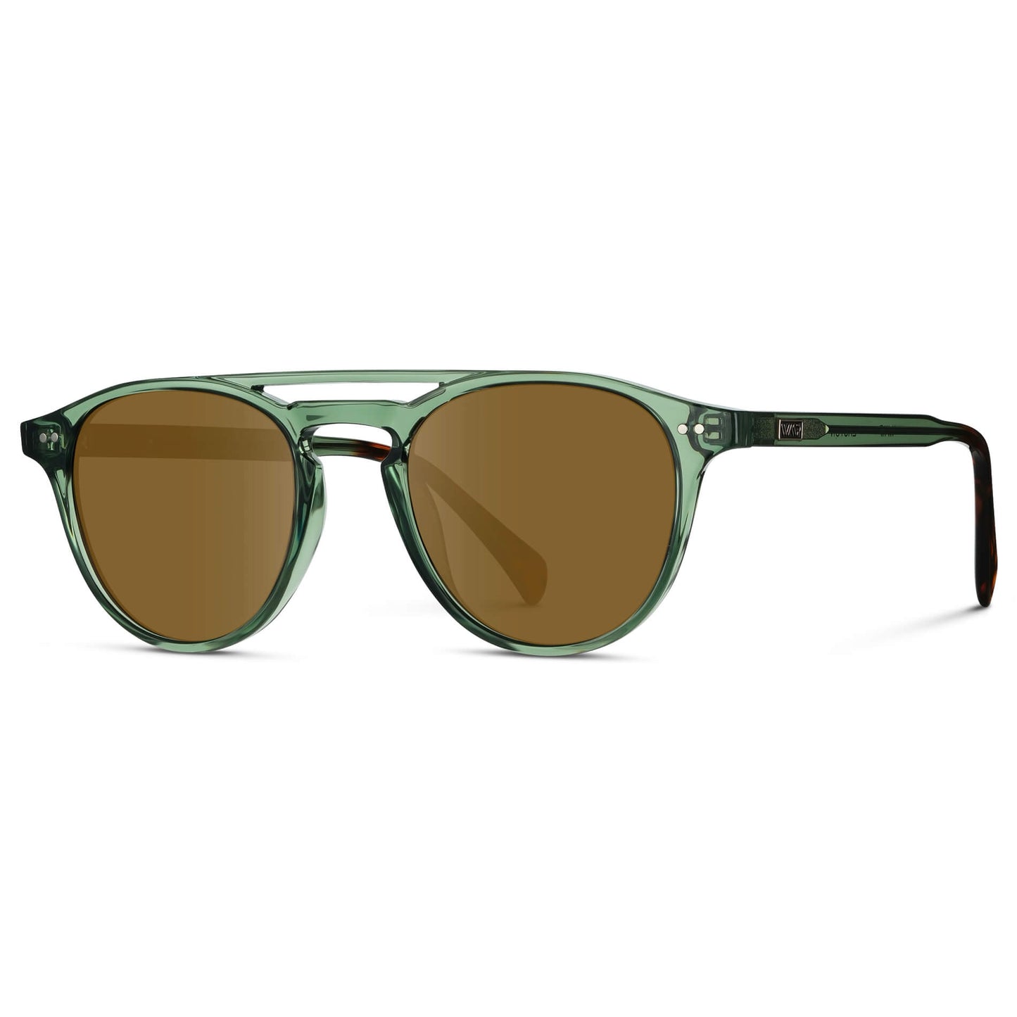 Emerald Green / Amber Lens || Green Round Frame with Brown prescription sunglass Lenses