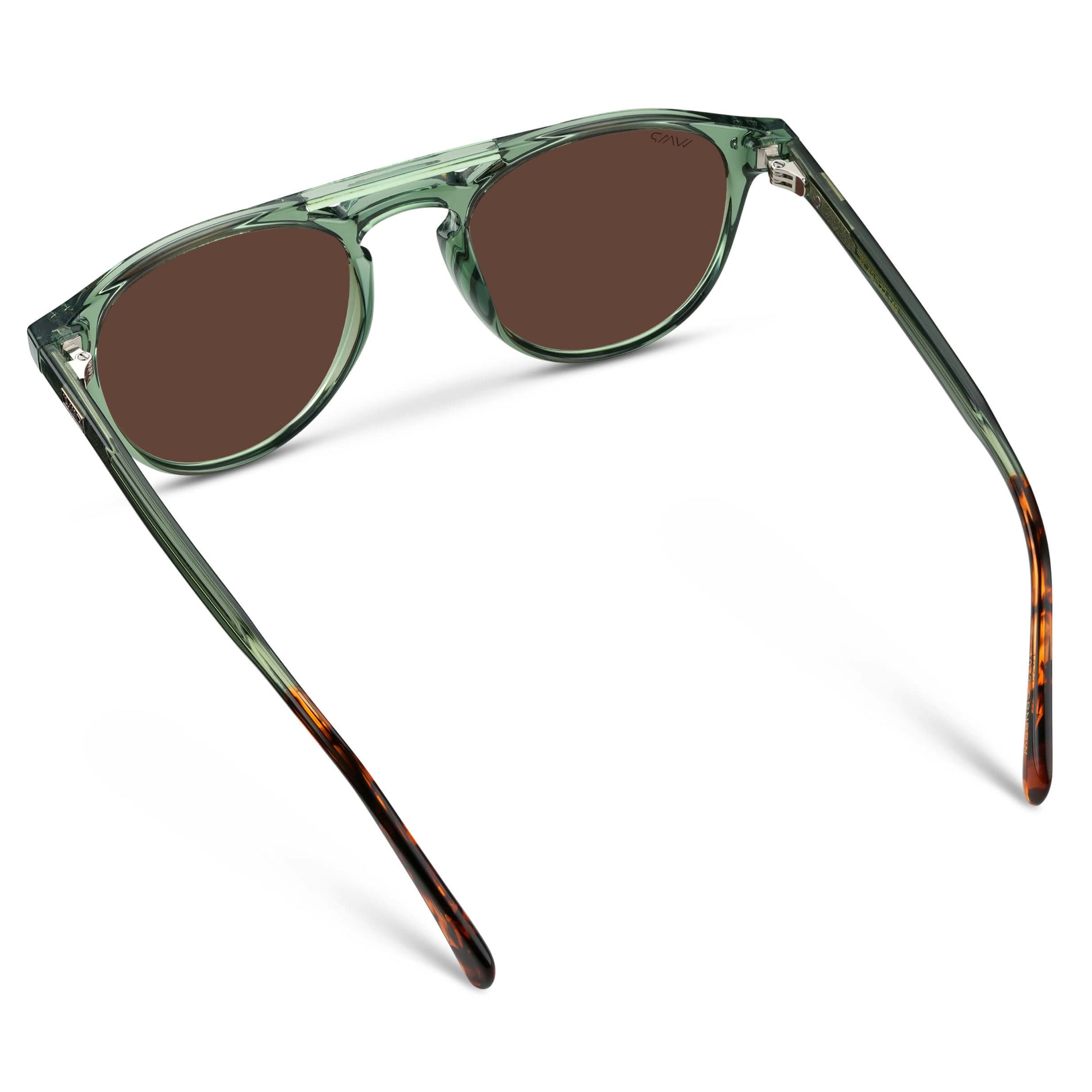 Emerald Green / Brown Lens || Green Round Frame Sunglasses with Brown Polarized Lenses