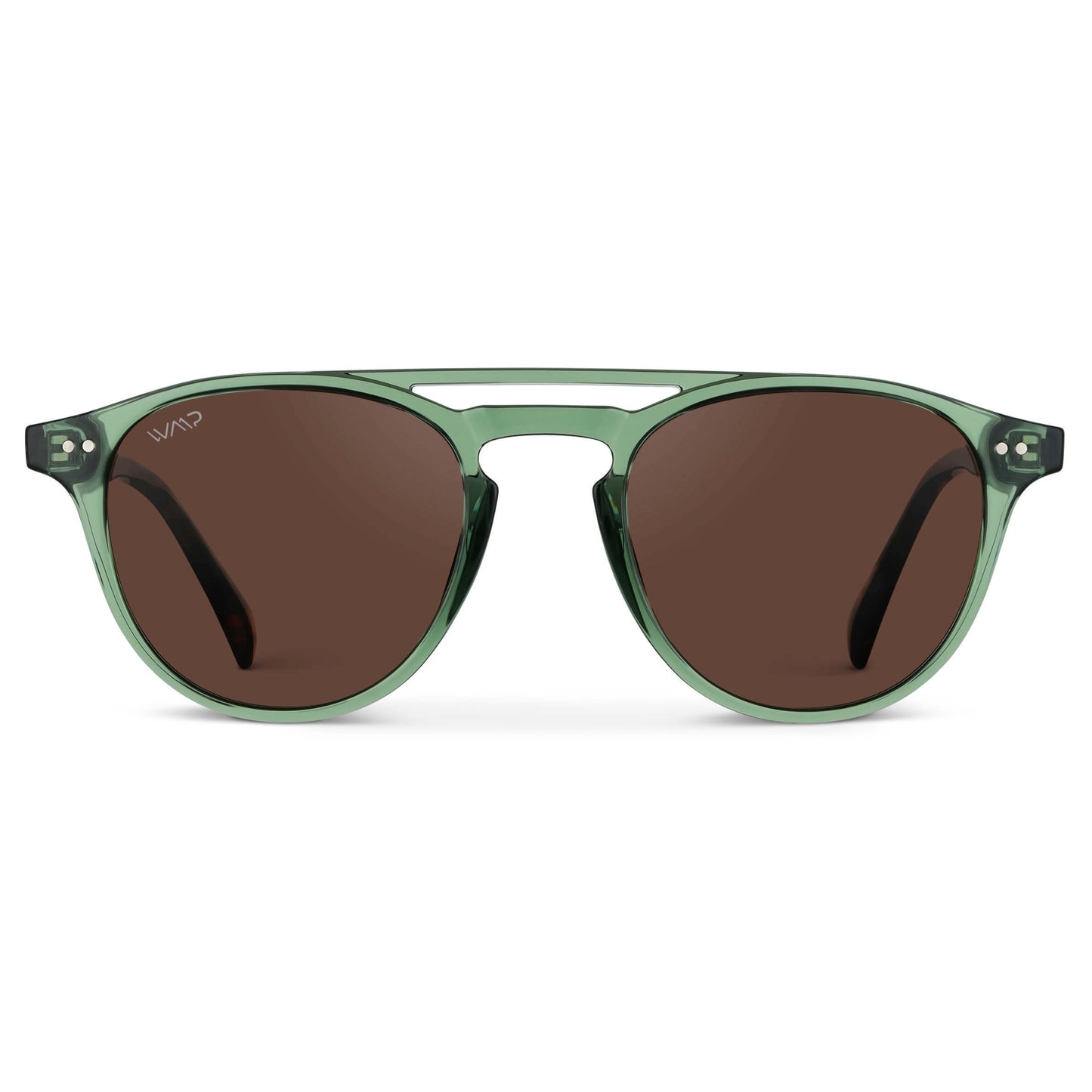 Emerald Green / Brown Lens || Green Round Frame Sunglasses with Brown Polarized Lenses