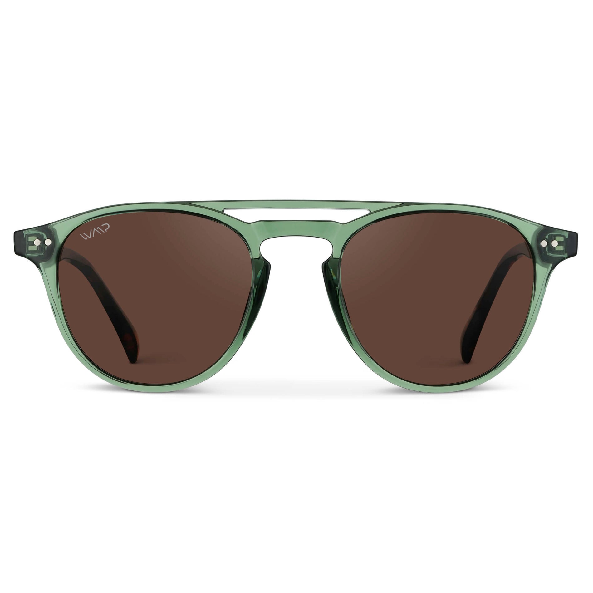 Emerald Green / Brown Lens || Green Round Frame Sunglasses with Brown Polarized Lenses