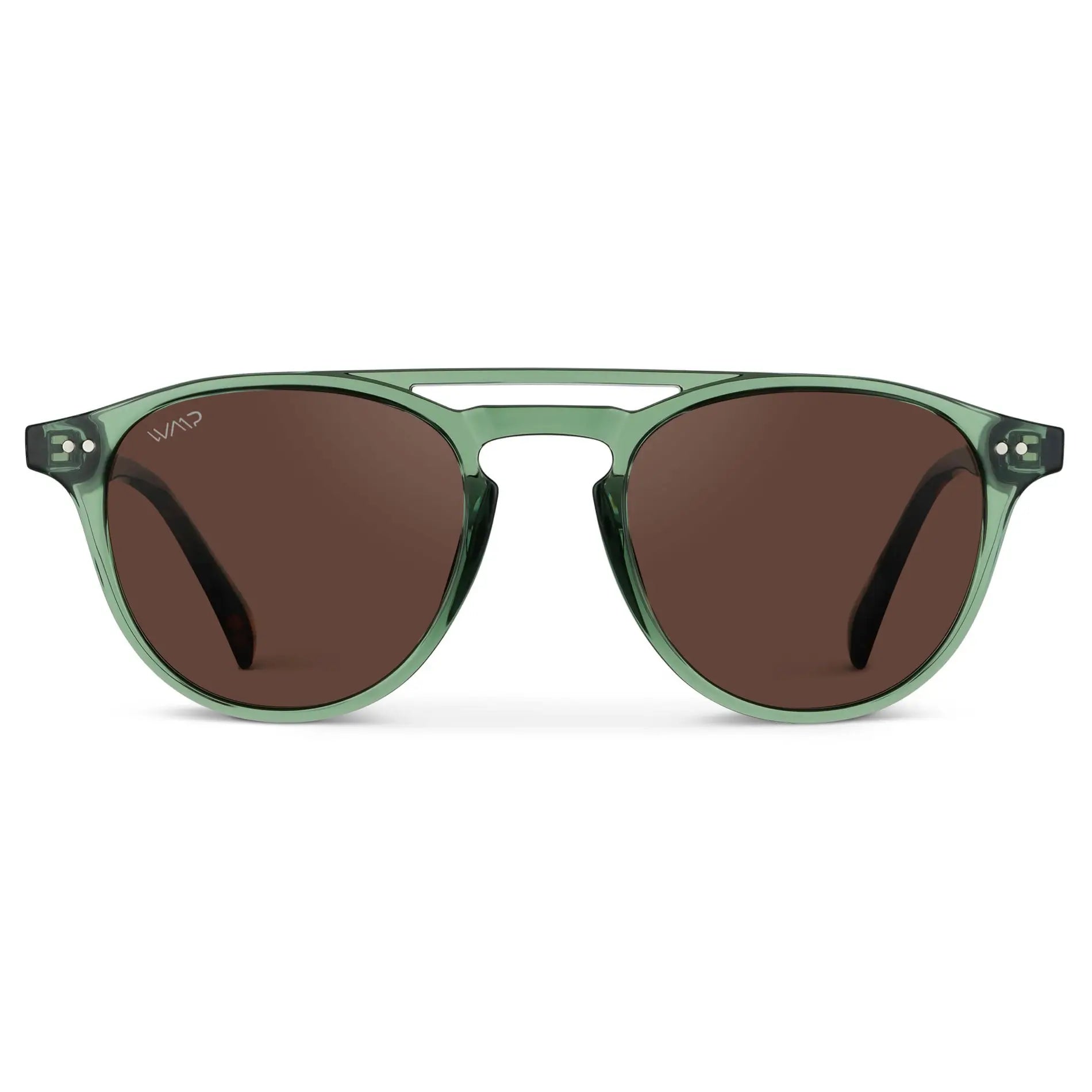 Emerald Green / Brown Lens || Green Round Frame Sunglasses with Brown Polarized Lenses