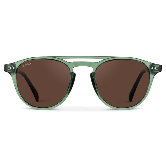 Emerald Green / Brown Lens || Green Round Frame Sunglasses with Brown Polarized Lenses