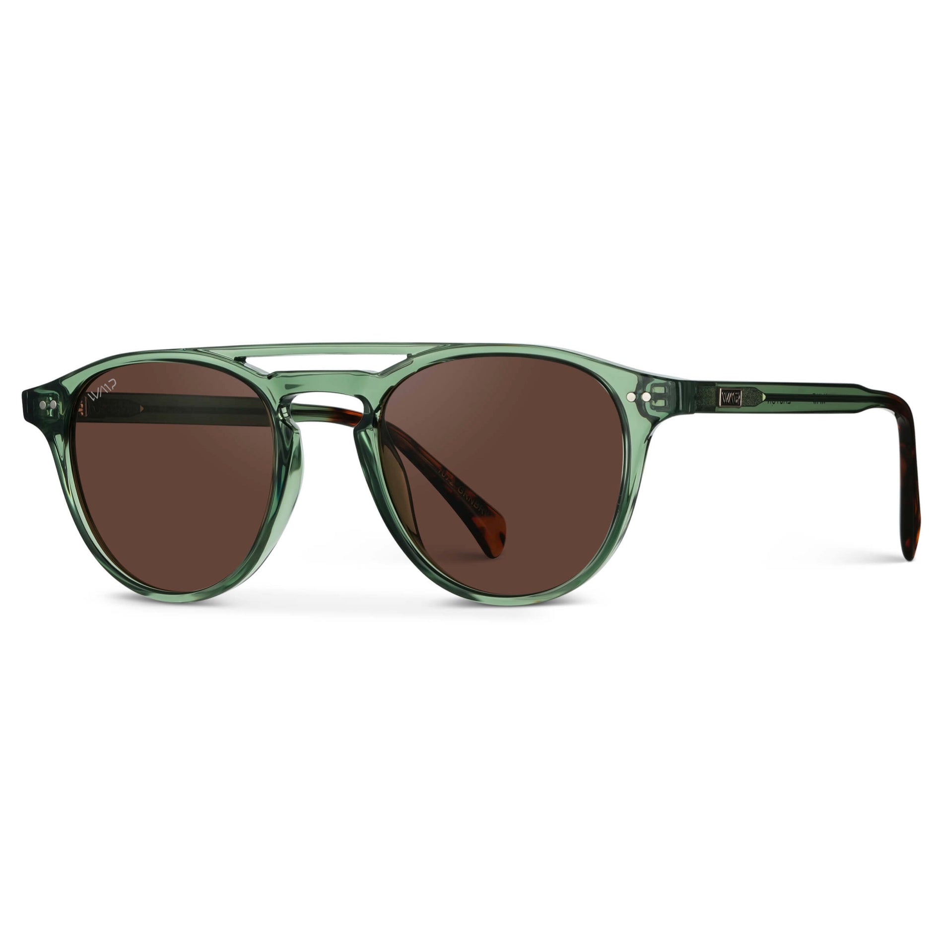 Emerald Green / Brown Lens || Green Round Frame Sunglasses with Brown Polarized Lenses