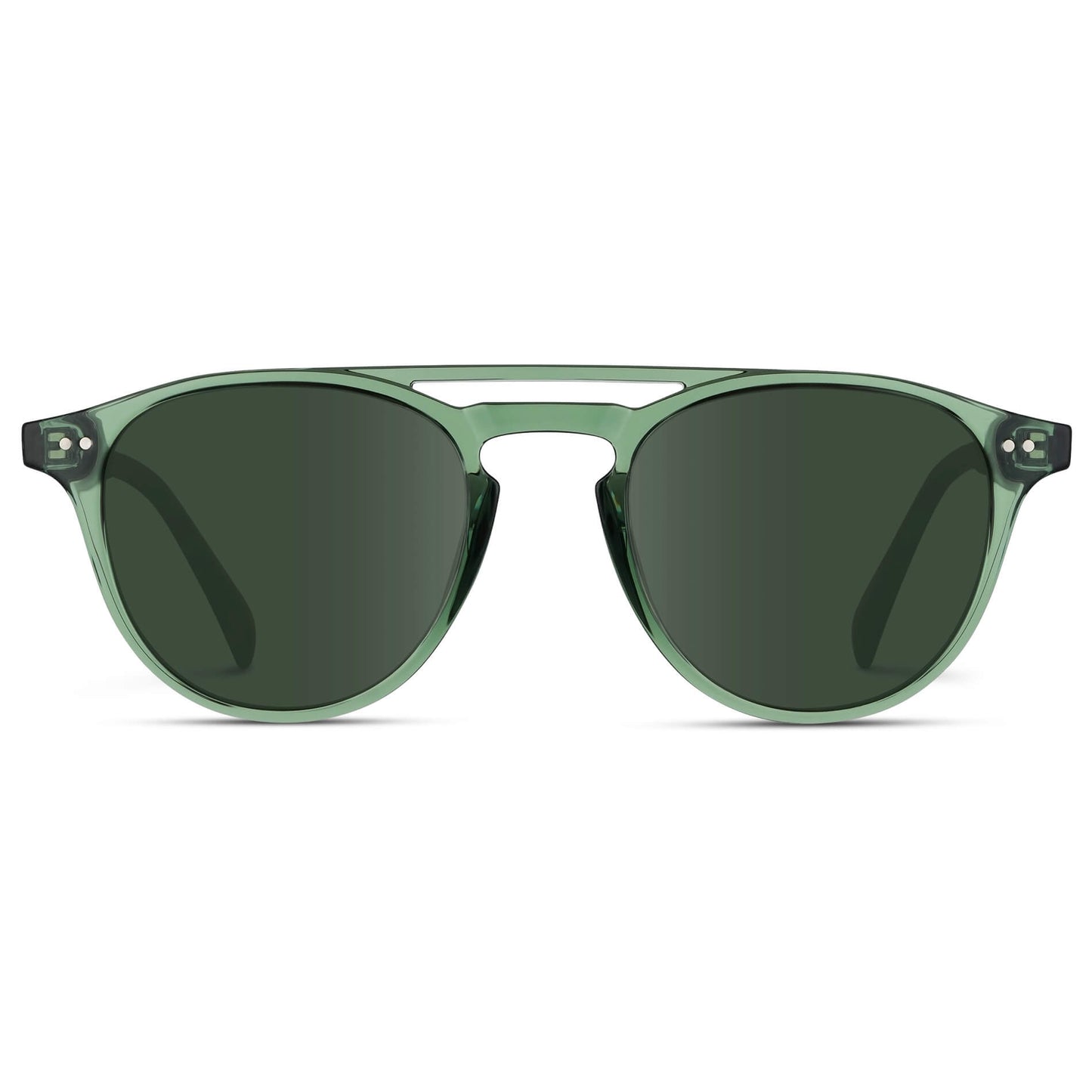 Emerald Green / G15 Lens || Green Round Frame with Green prescription sunglass lens