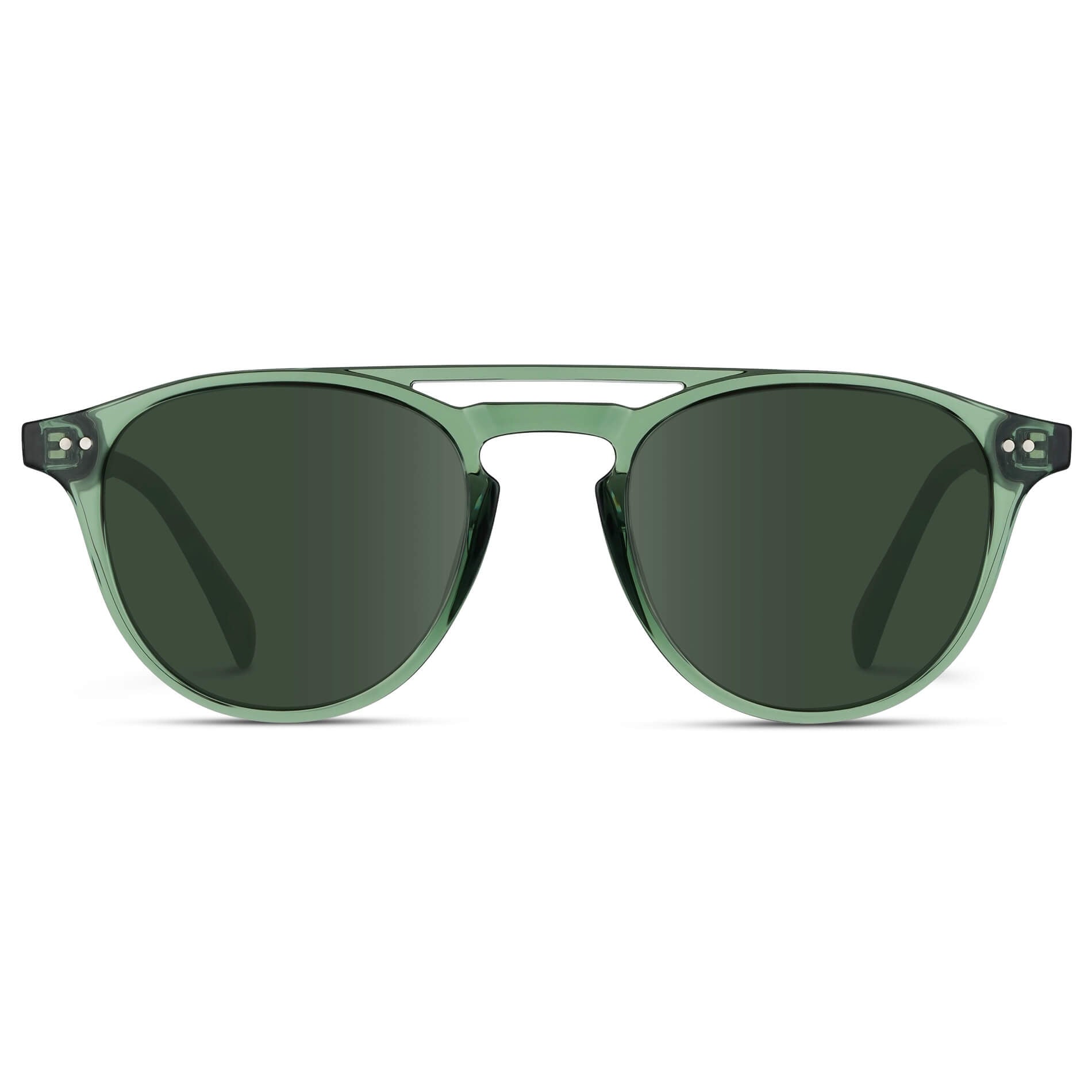 Emerald Green / G15 Lens || Green Round Frame with Green prescription sunglass lens