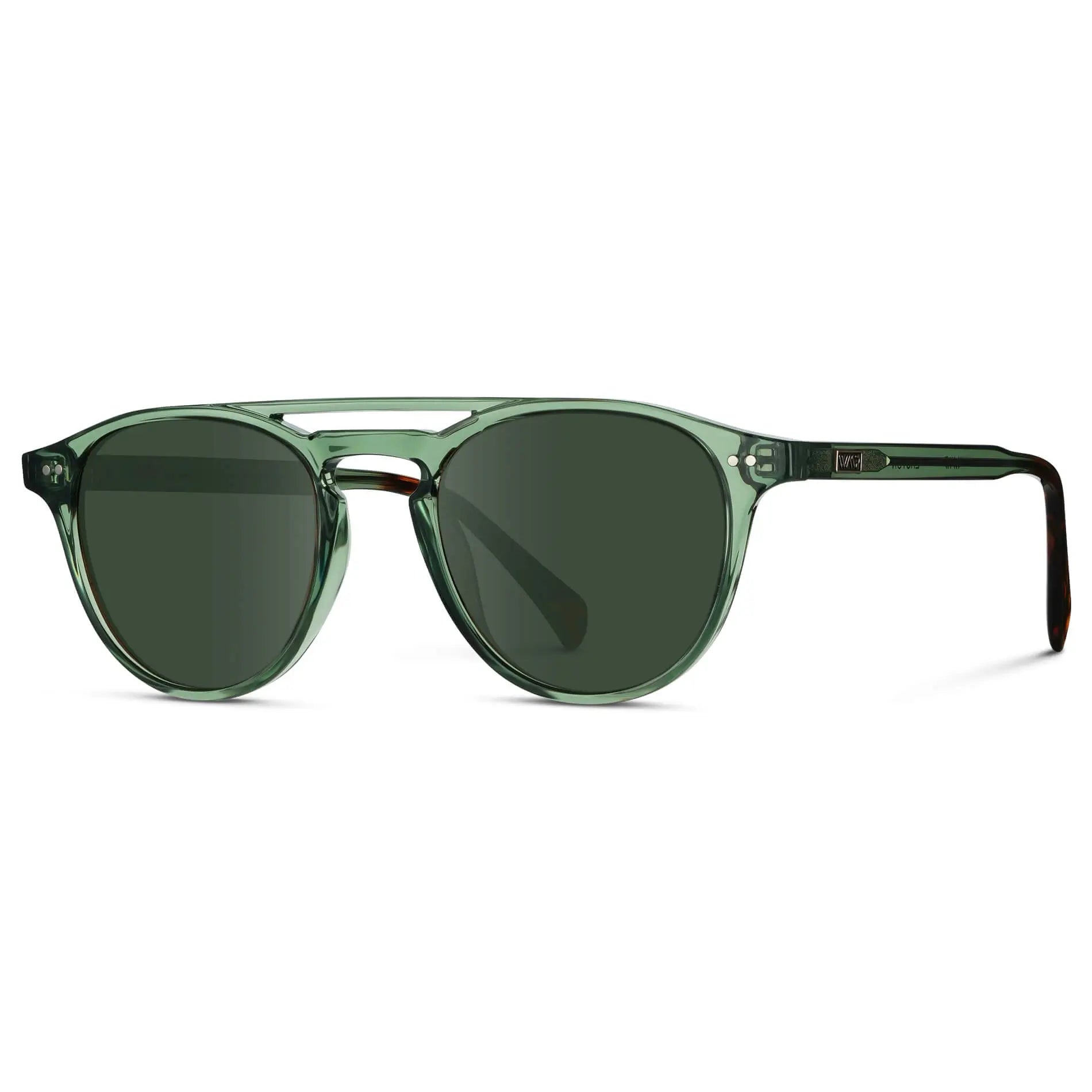Emerald Green / G15 || Men's Green Round Frame Prescription Sunglasses with Green Lenses