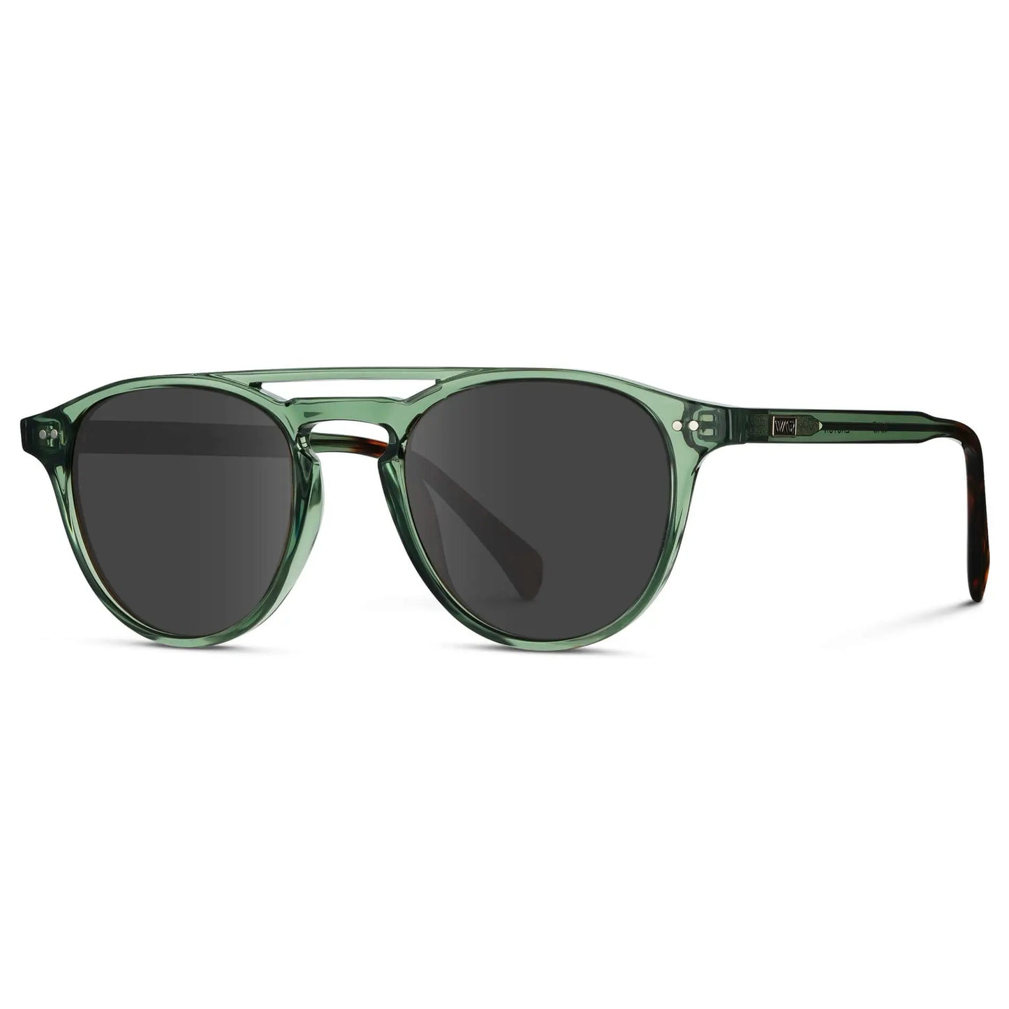 Emerald Green / Grey || Men's Green Round Frame Prescription Sunglasses with Grey Lenses