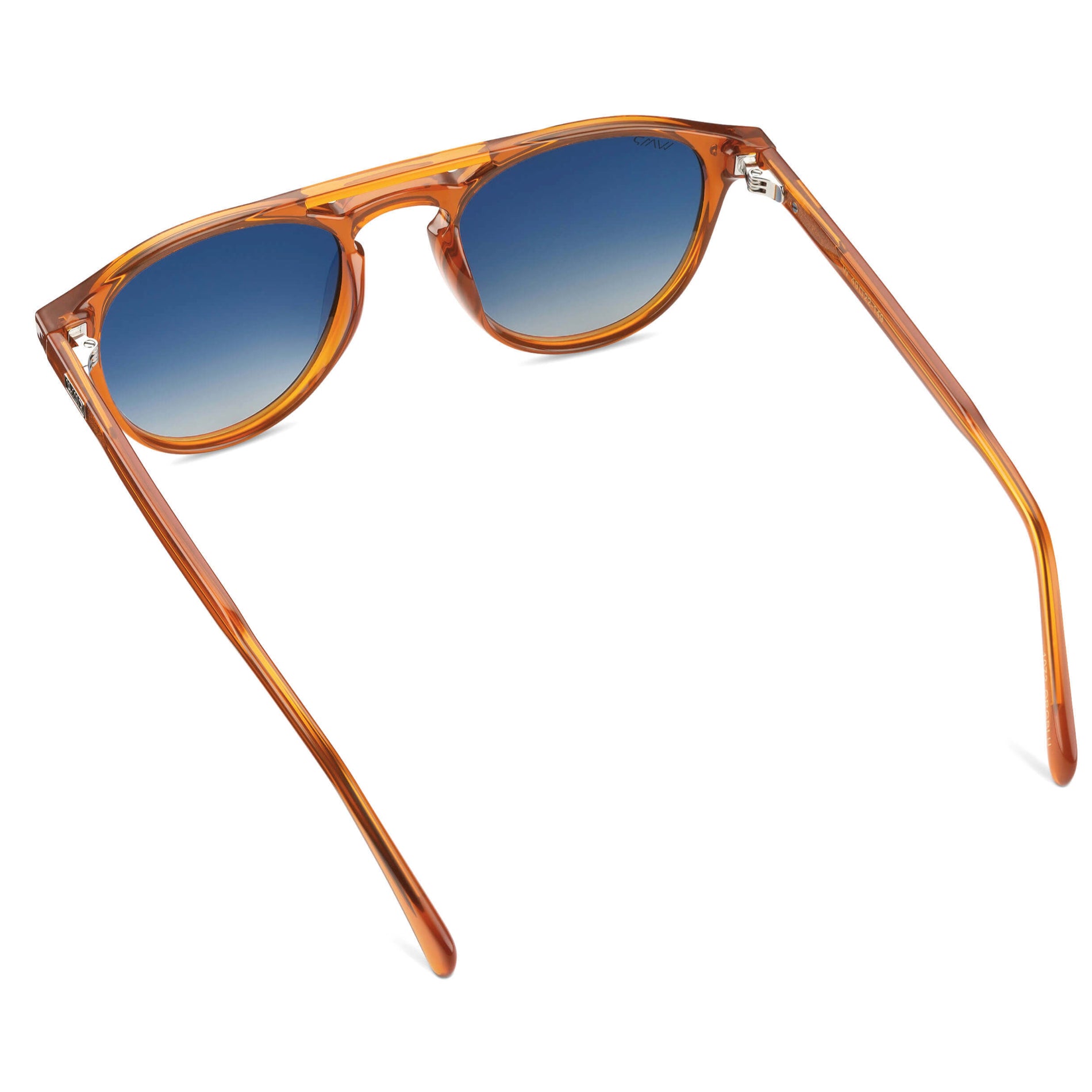 Desert Orange / Gradient Blue Lens || Orange Round Frame Sunglasses with Blue Polarized Lenses