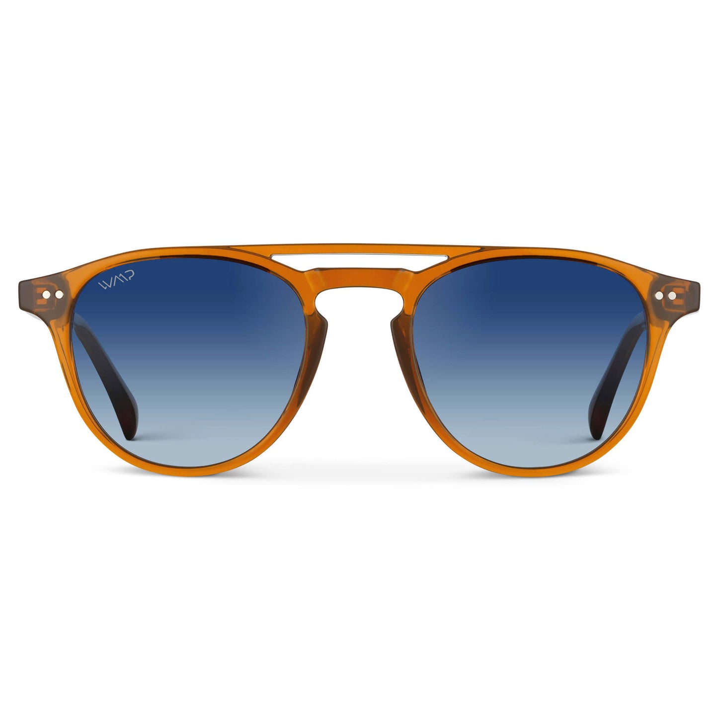 Desert Orange / Gradient Blue Lens || Orange Round Frame Sunglasses with Blue Polarized Lenses