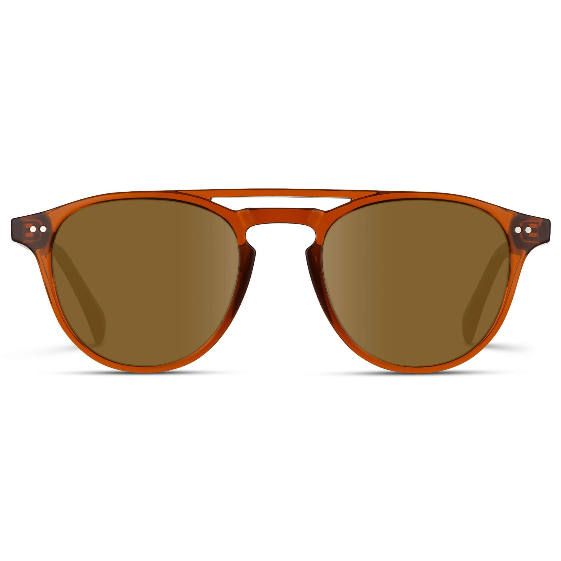 Desert Orange / Amber Lens || Orange Round Frame Eyeglasses with Prescription Sunglass Amber lenses
