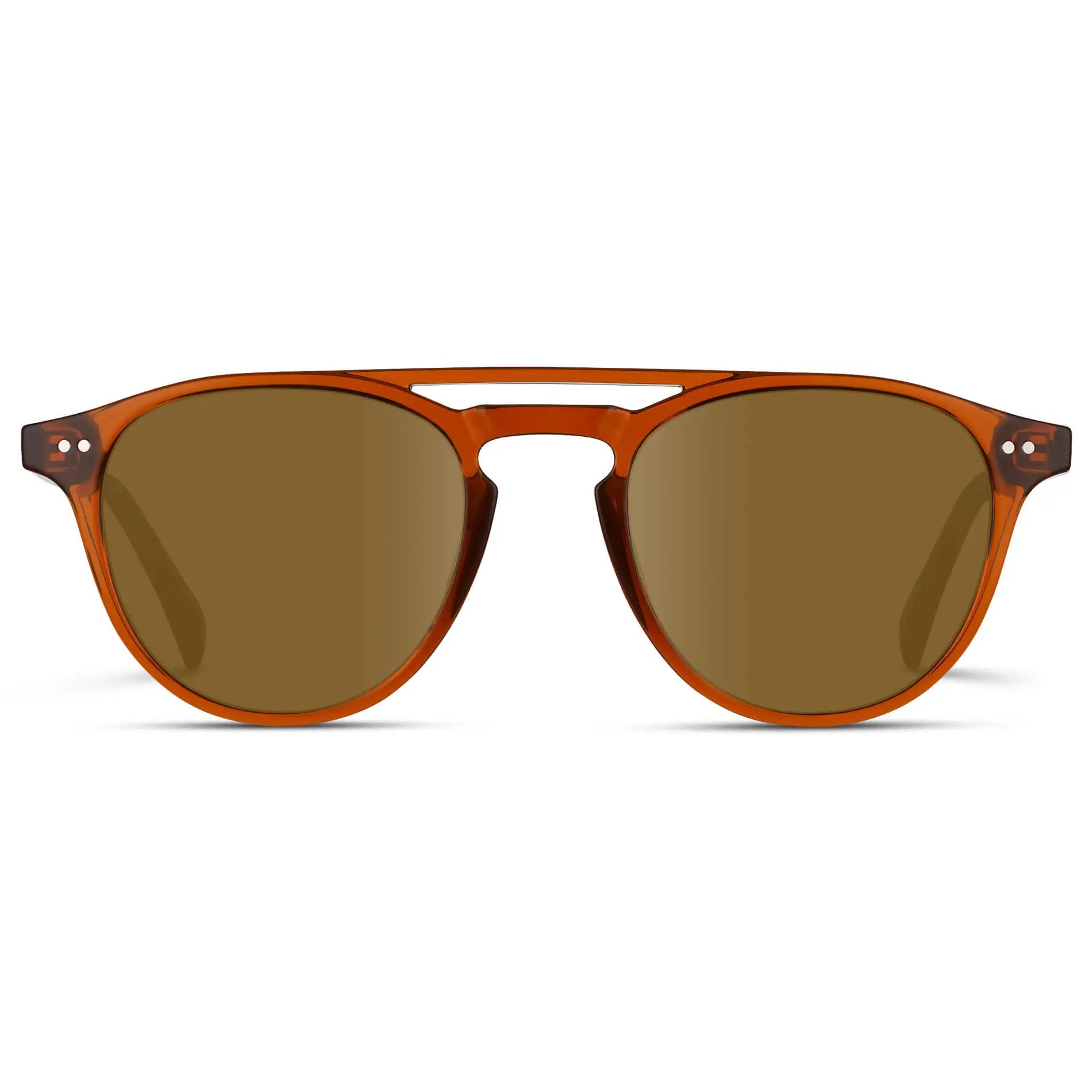 Desert Orange / Amber || Men's Orange Round Frame Prescription Sunglasses with Brown Lenses
