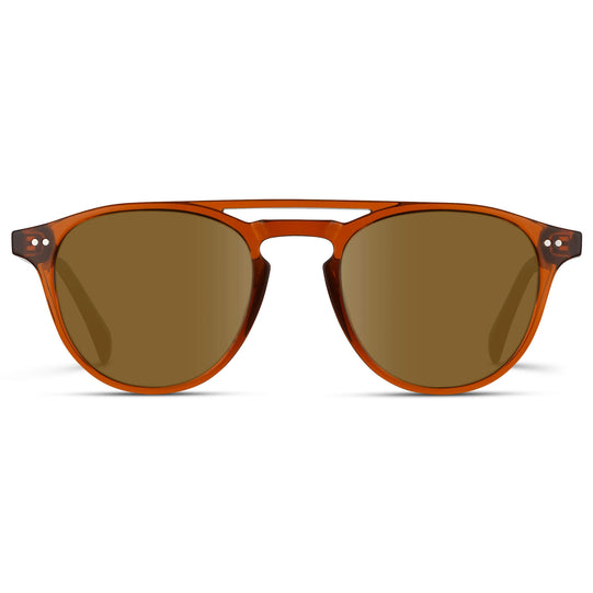 Desert Orange / Amber Lens || Orange Round Frame Eyeglasses with Prescription Sunglass Amber lenses