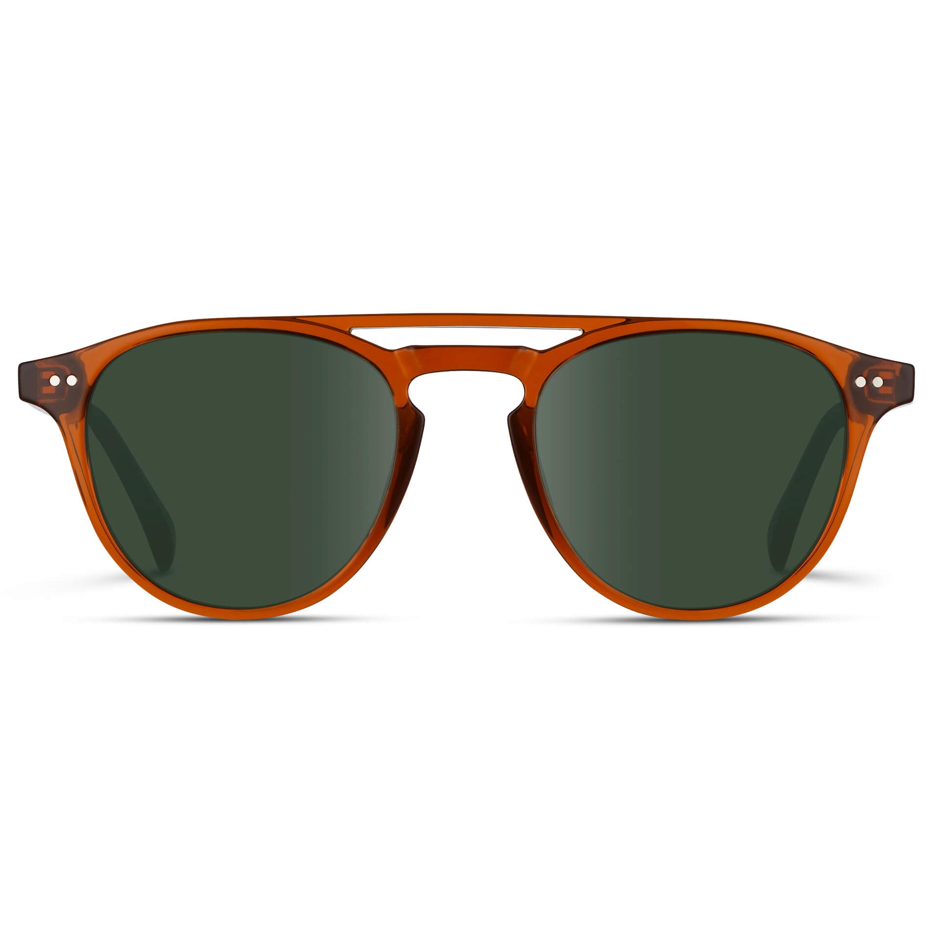 Desert Orange / G15 Lens || Orange Round Frame Eyeglasses with Prescription Sunglass Green lenses