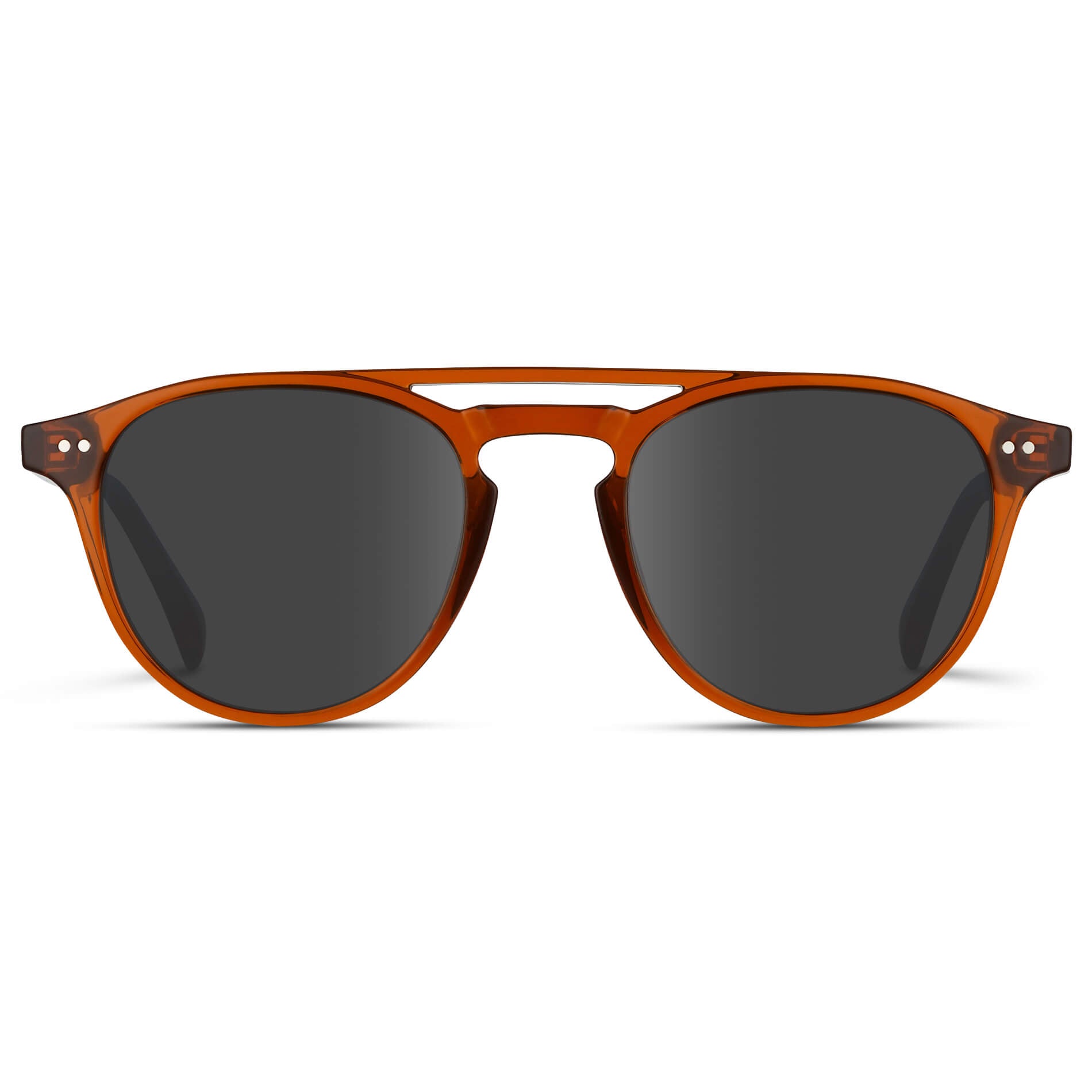 Desert Orange / Grey Lens || Orange Round Frame Eyeglasses with Prescription Sunglass Grey lenses