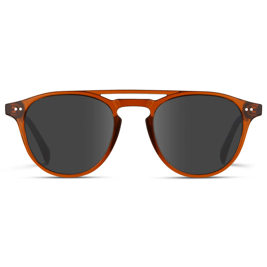 Desert Orange / Grey Lens || Orange Round Frame Eyeglasses with Prescription Sunglass Grey lenses