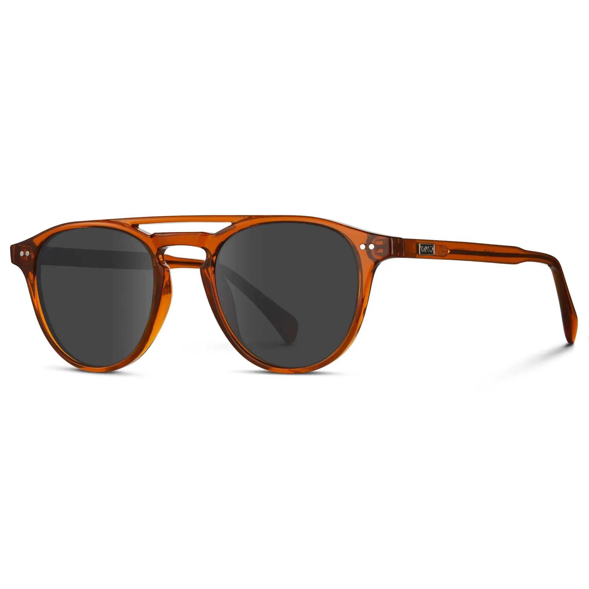Desert Orange / Grey || Men's Orange Round Frame Prescription Sunglasses with Grey Lenses