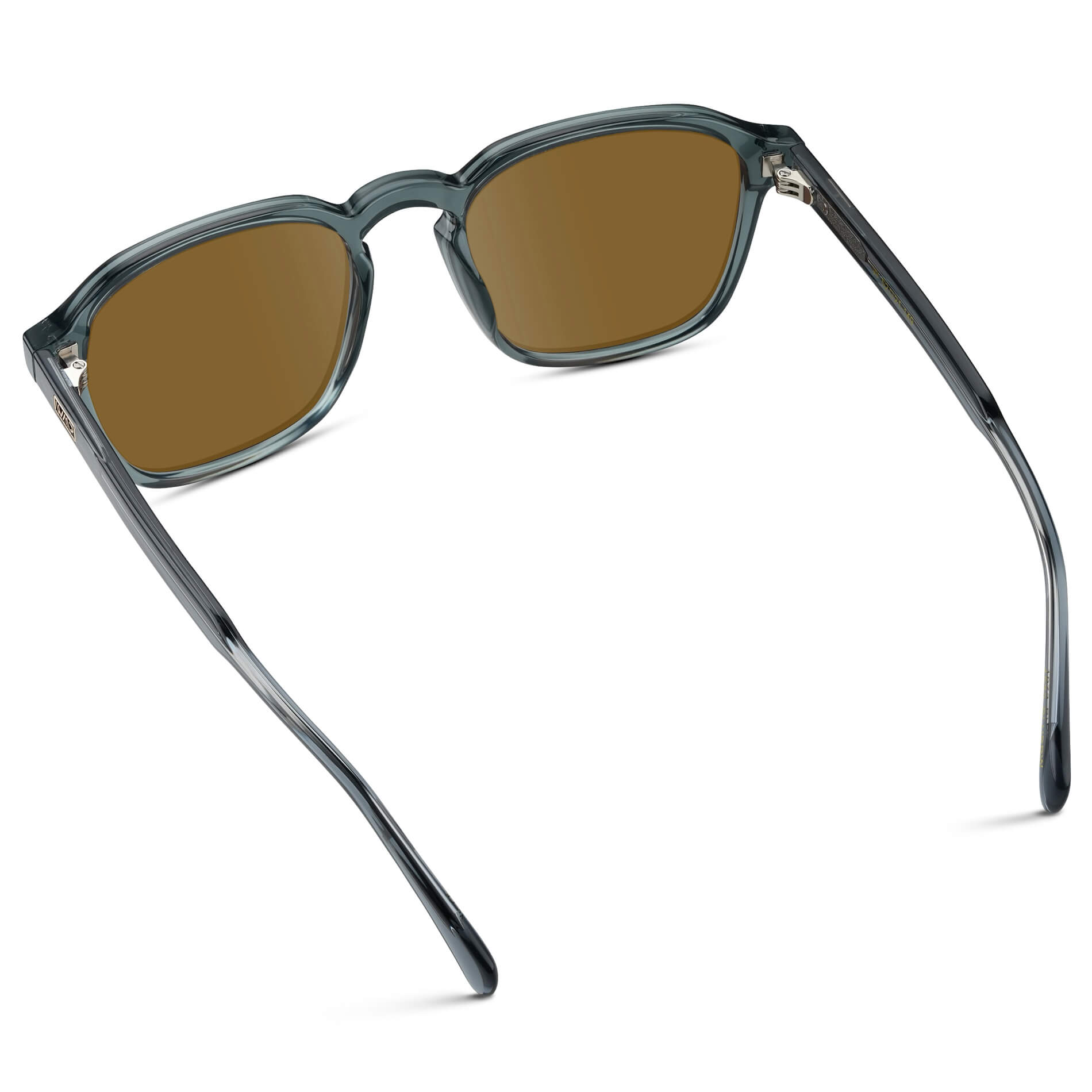 Crystal Stone Blue / Amber Lens || Blue Square Frame with Brown Prescription Sunglass Lenses