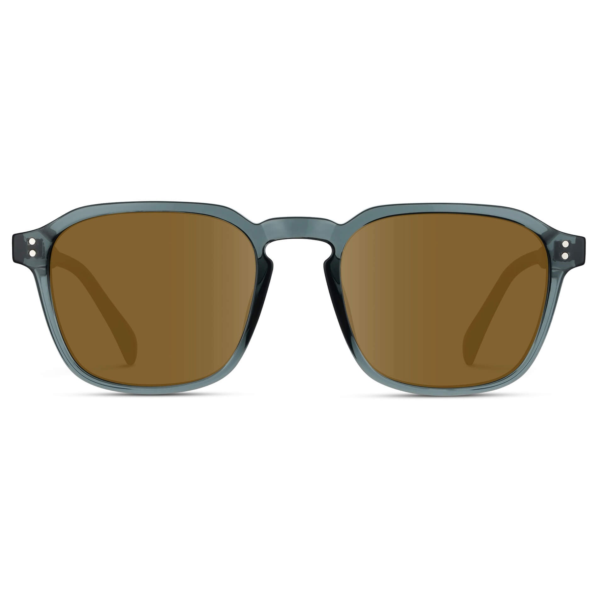 Crystal Stone Blue / Amber Lens || Blue Square Frame with Brown Prescription Sunglass Lenses