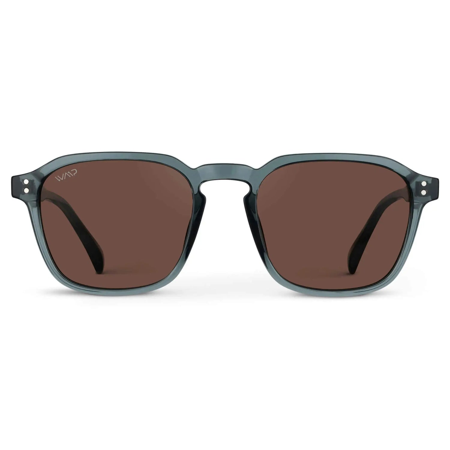 Crystal Stone Blue / Brown Lens || Blue Square Frame Sunglasses with Brown Polarized Lenses