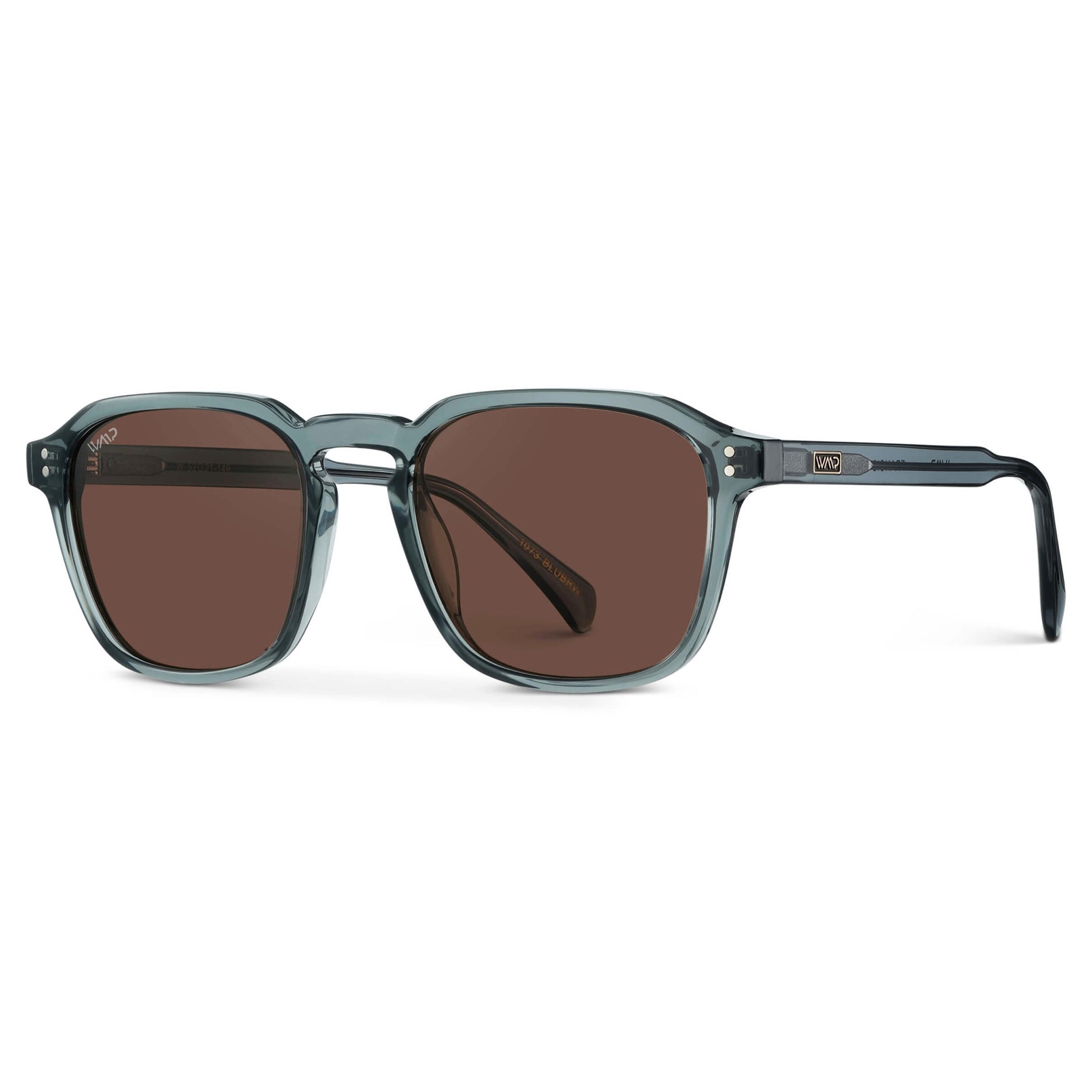 Crystal Stone Blue / Brown Lens || Blue Square Frame Sunglasses with Brown Polarized Lenses