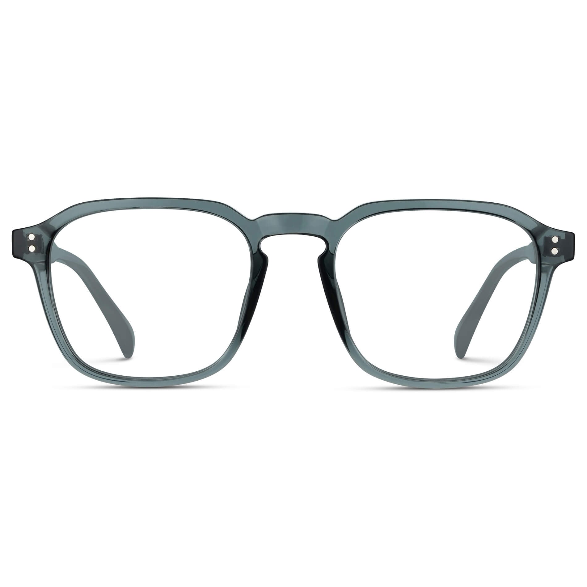 Crystal Stone Blue || Blue Square Frame with Clear Prescription Lenses