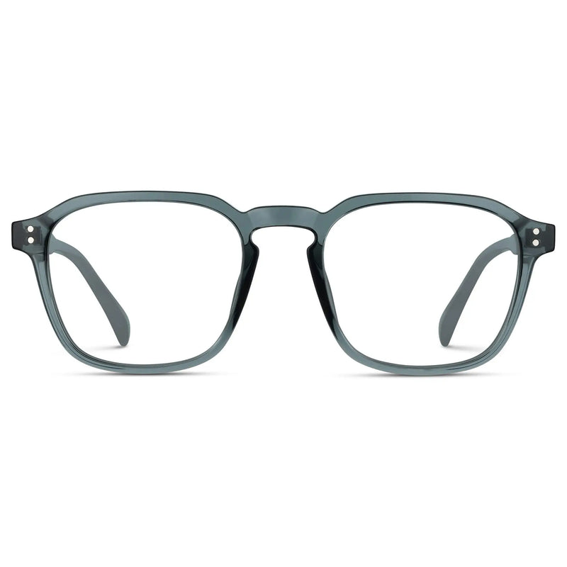 Crystal Stone Blue || Men's Square Prescription Sunglasses with Crystal Stone Blue Frame and Clear Lenses on a white background