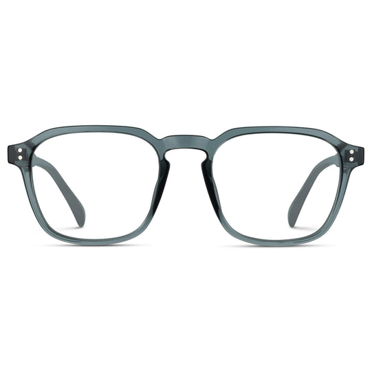 Crystal Stone Blue || Blue Square Frame with Clear Prescription Lenses