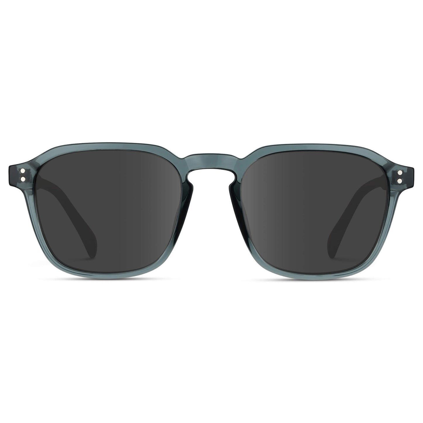 Crystal Stone Blue / Grey Lens || Blue Square Frame with Grey Prescription Sunglass Lenses