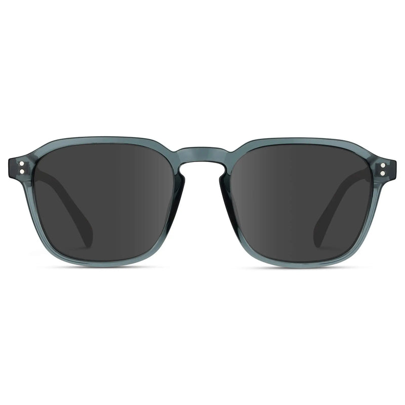 Crystal Stone Blue / Grey || Men's Square Prescription Sunglasses with Crystal Blue Frame and Grey Lens
