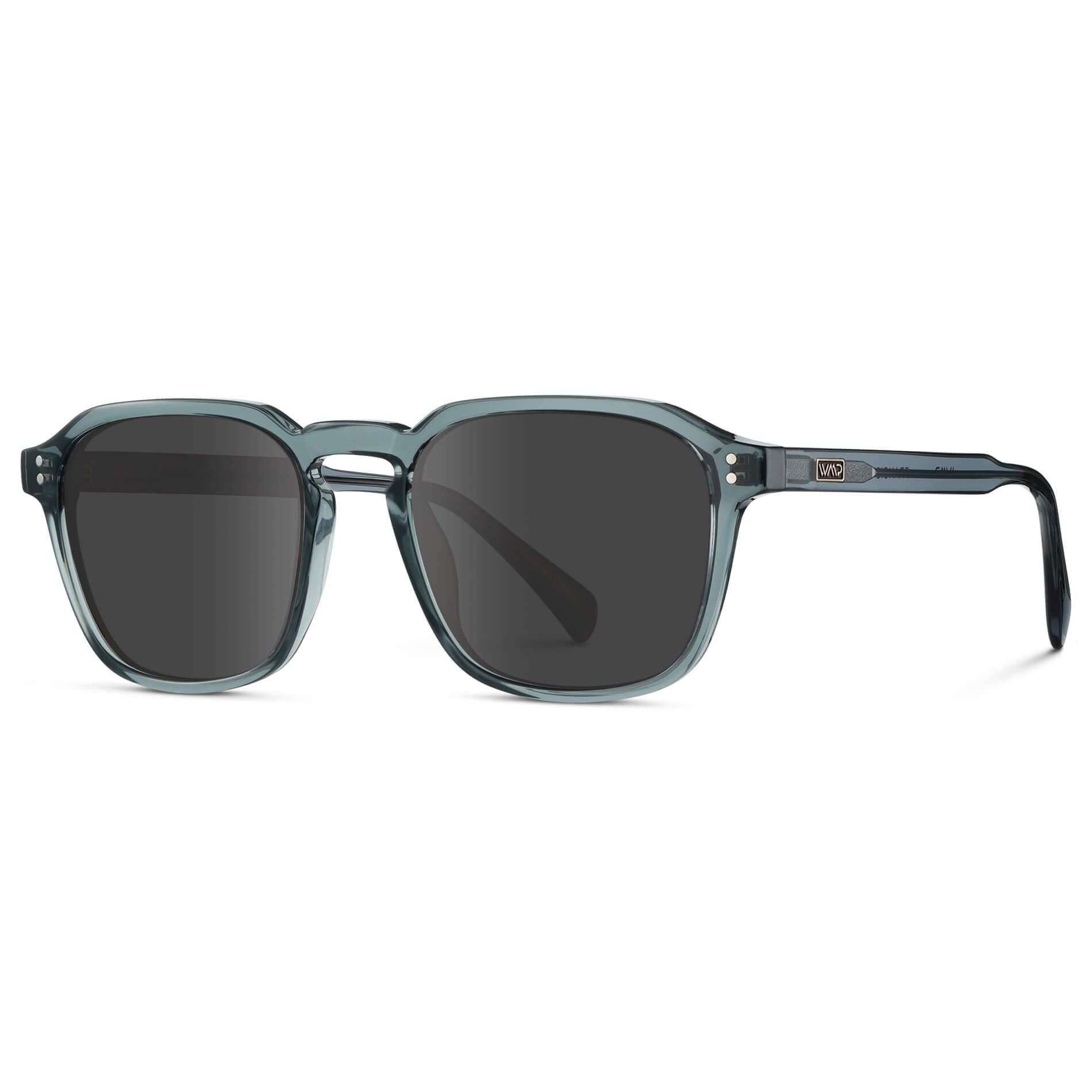 Crystal Stone Blue / Grey Lens || Blue Square Frame with Grey Prescription Sunglass Lenses
