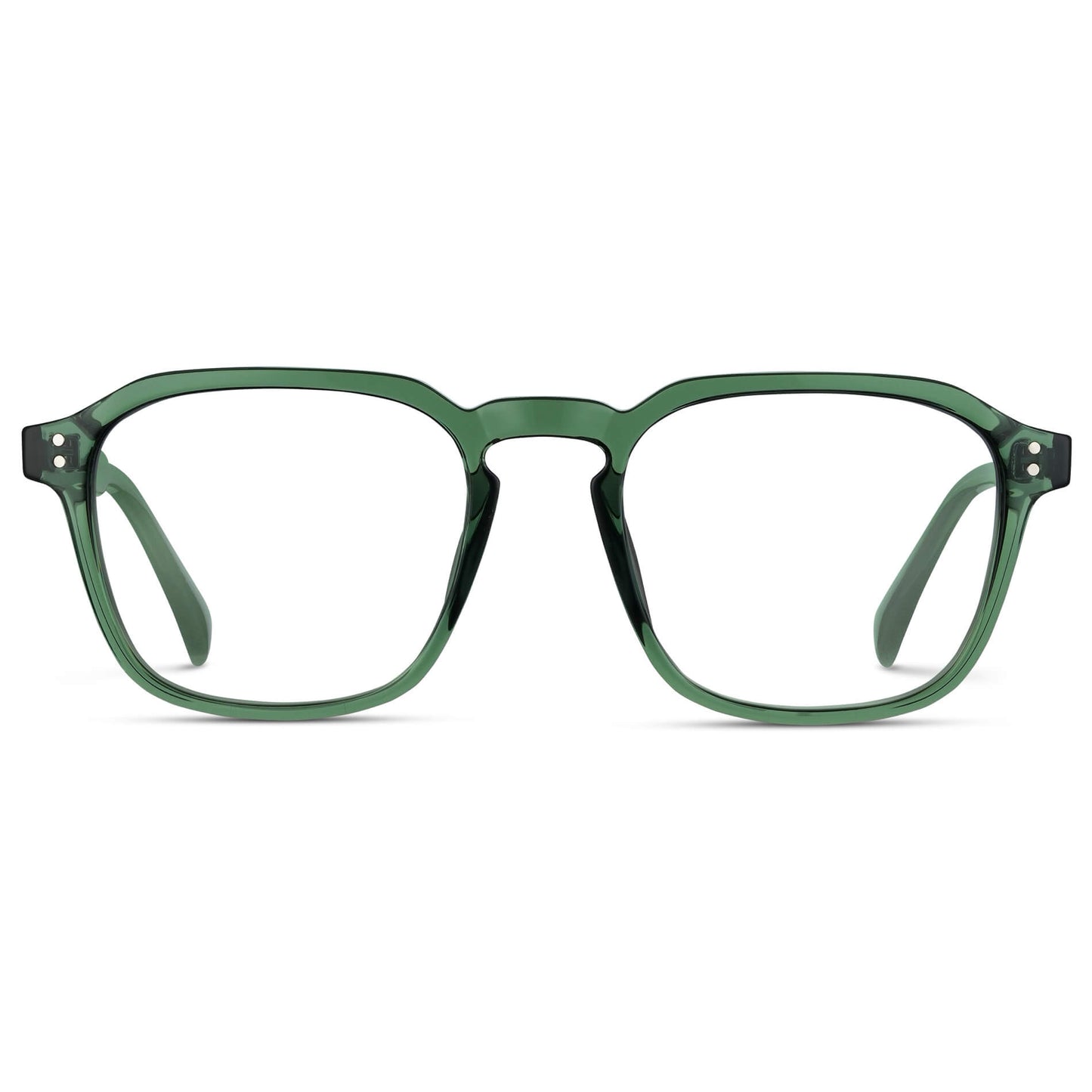 Emerald Green || Green Square Frame with Clear Prescription Lenses