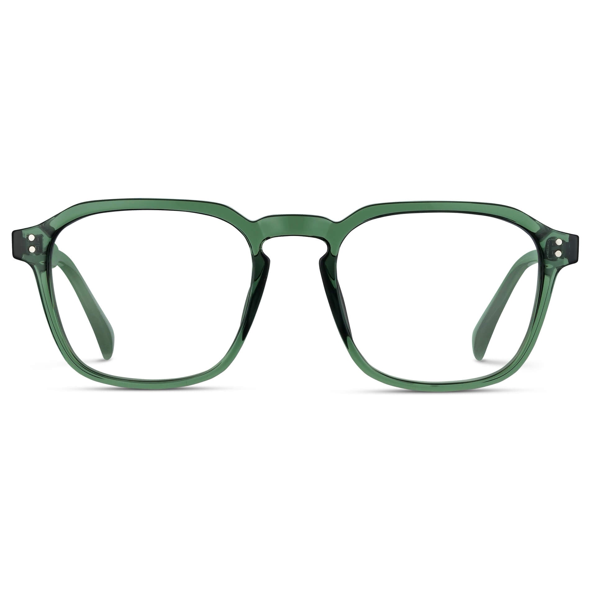 Emerald Green || Green Square Frame with Clear Prescription Lenses