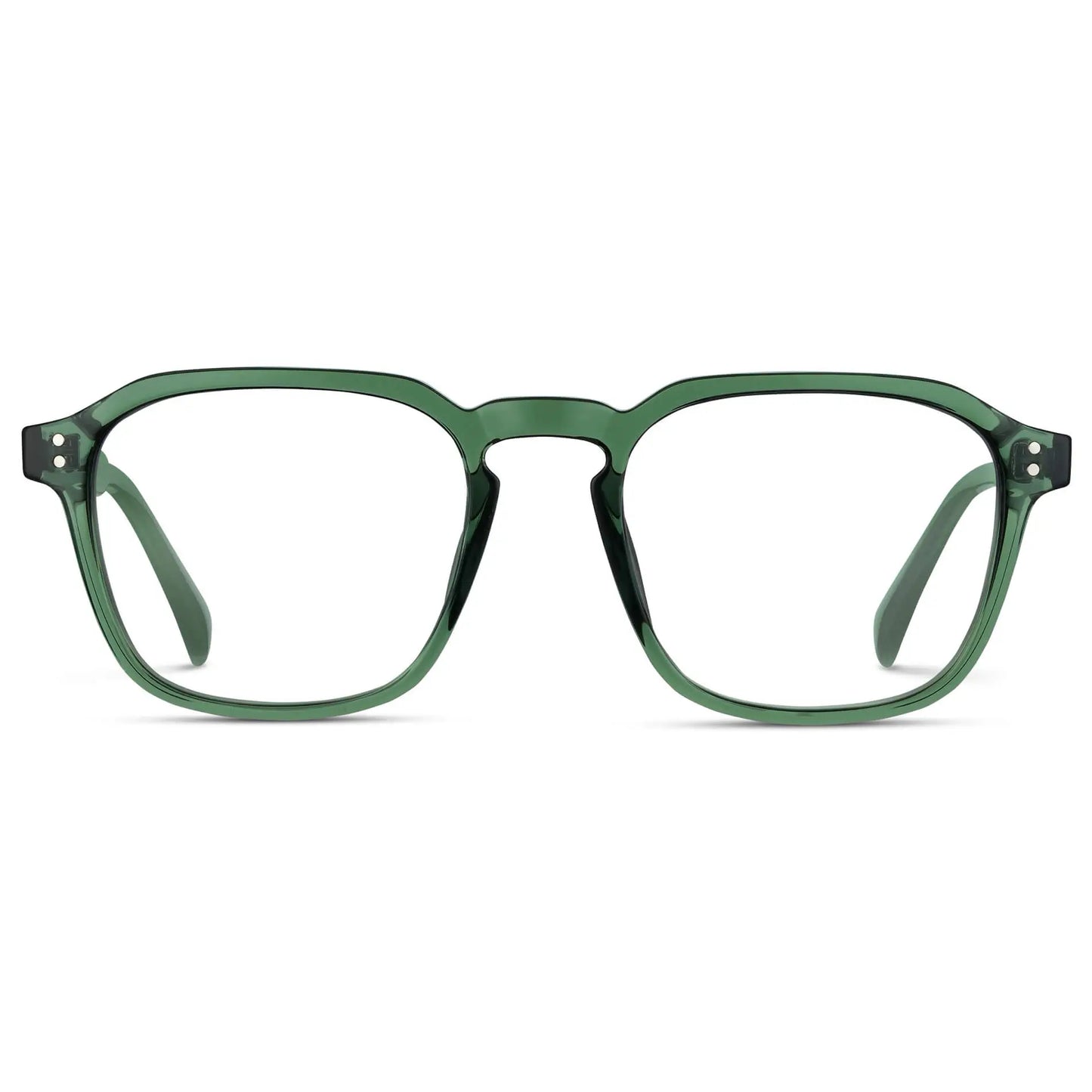 Emerald Green || Men's Square Prescription Sunglasses with Emerald Green Frame and Clear Lenses on a white background