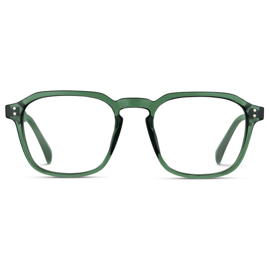 Emerald Green || Green Square Frame with Clear Prescription Lenses