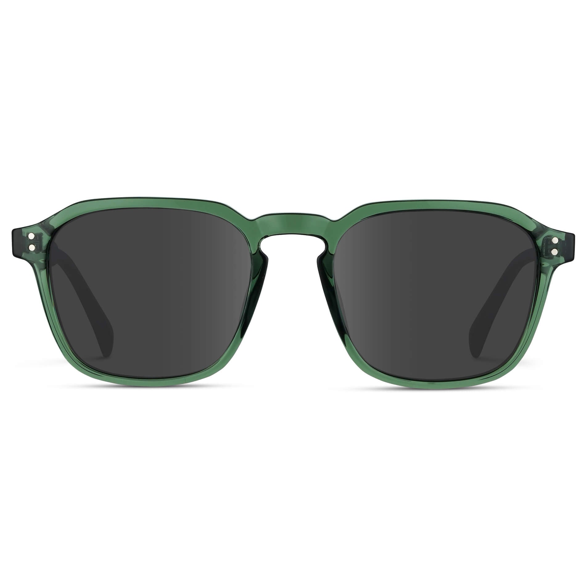 Emerald Green / Grey Lens || Green Square Frame with Grey Prescription Sunglass Lenses