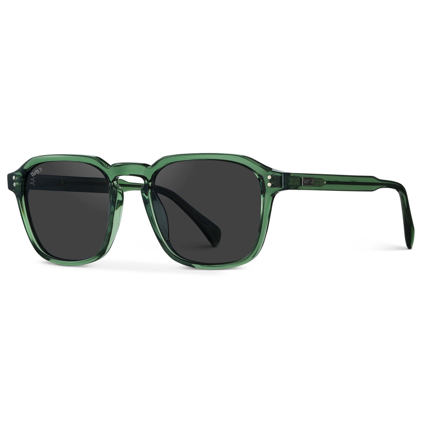 Emerald Green / Black Lens || Green Square Frame Sunglasses with Black Polarized Lenses